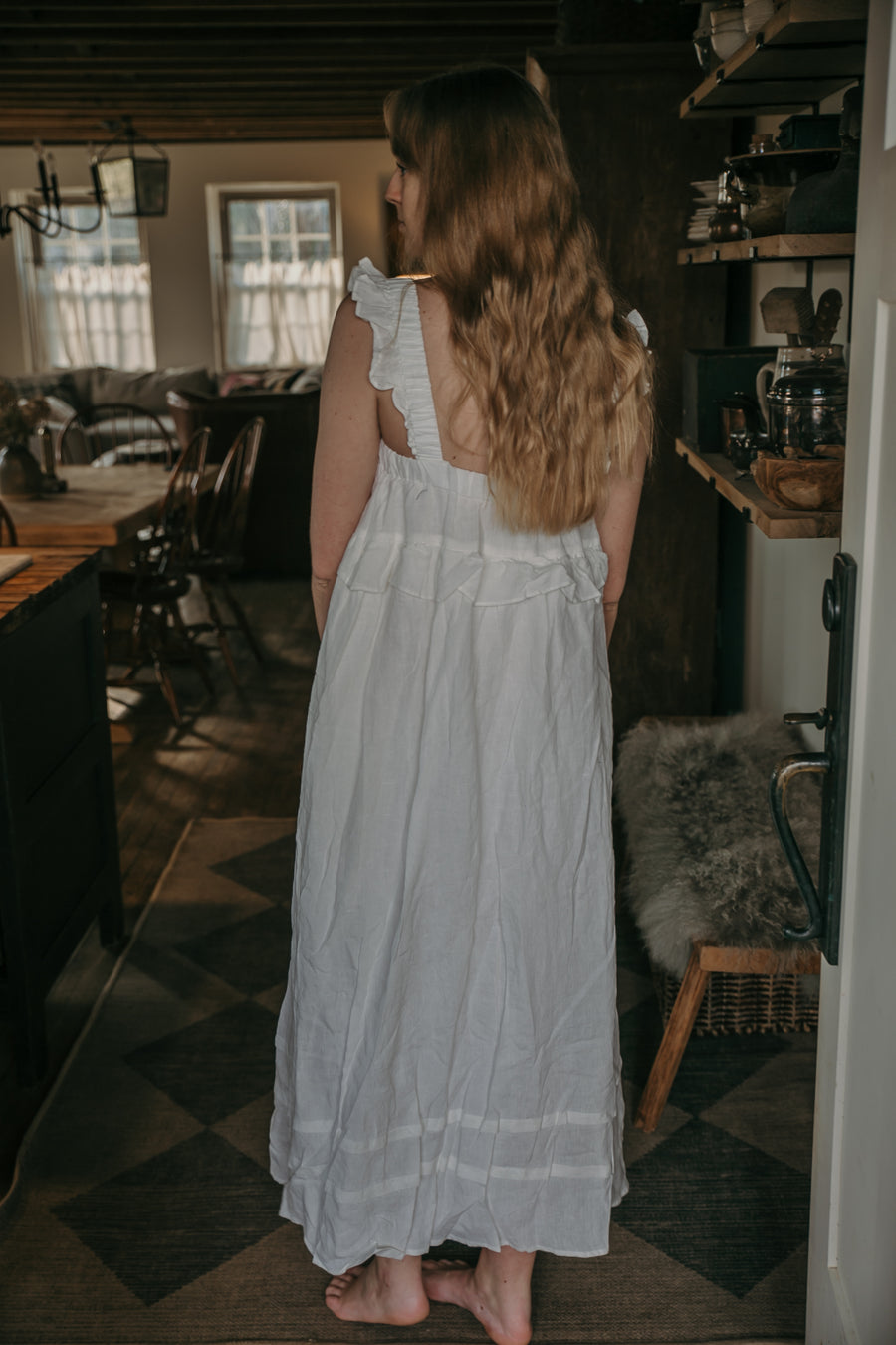 Linen Ruffle Dress Blonde Robin Linen Ruffle Dress Blonde Robin