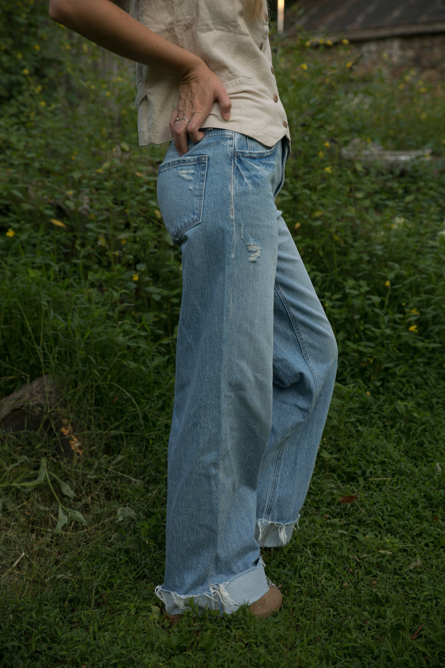 High Rise Cuffed Baggy Jeans