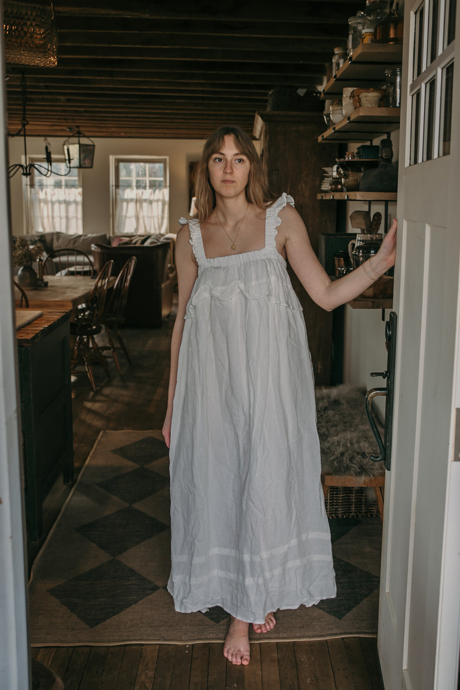 Linen Ruffle Dress Blonde Robin Linen Ruffle Dress Blonde Robin