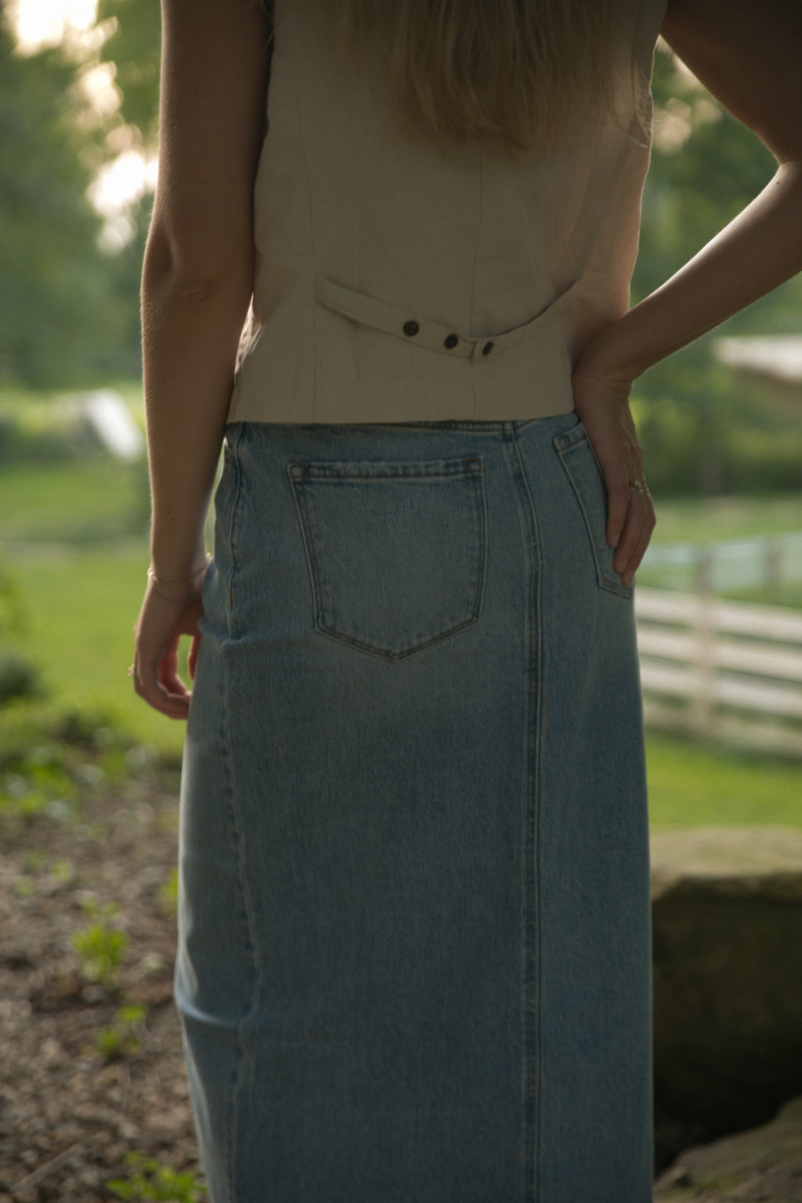 Criss Cross Denim Skirt