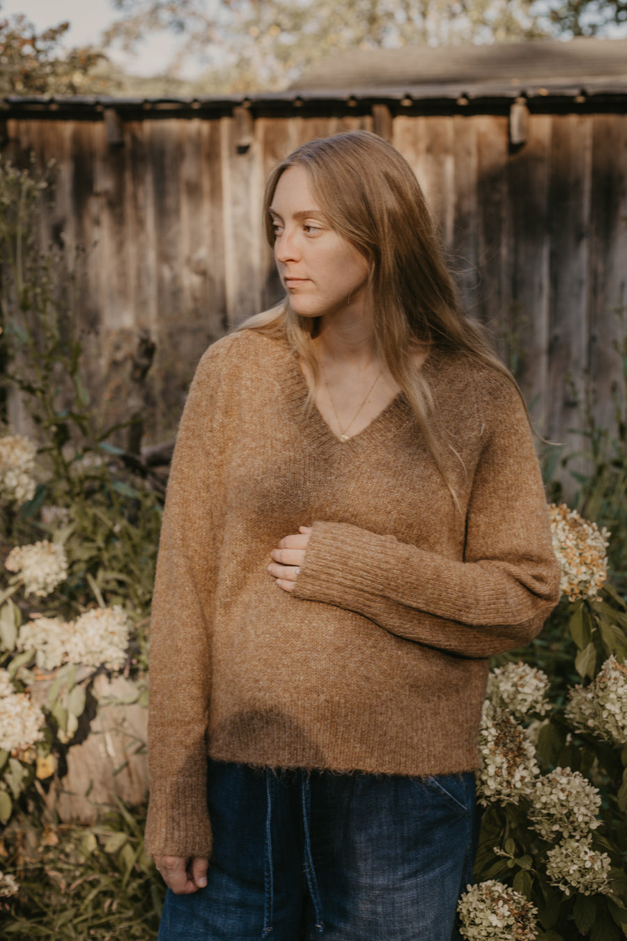 Camel V Neck Sweater