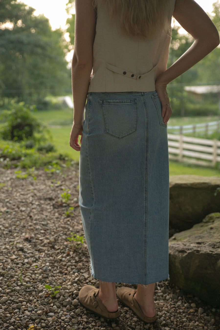 Criss Cross Denim Skirt