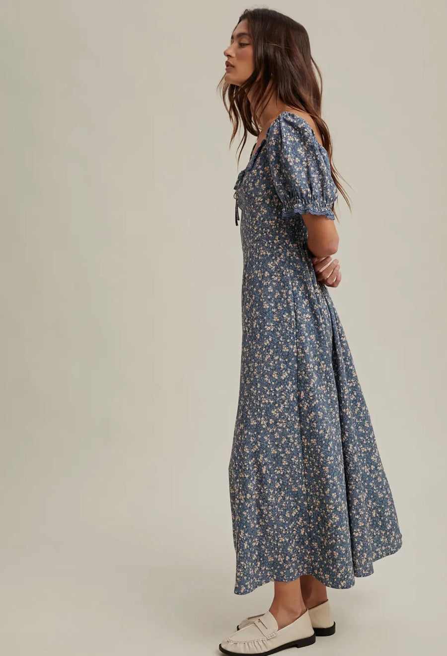 Dusty Blue Floral Dress