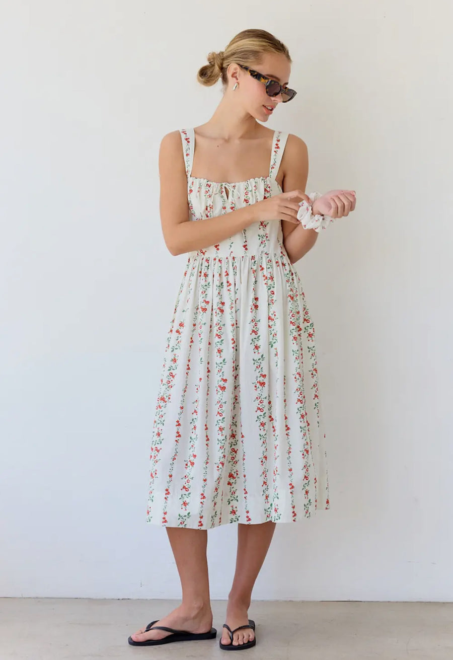 Rose Pattern Midi Dress