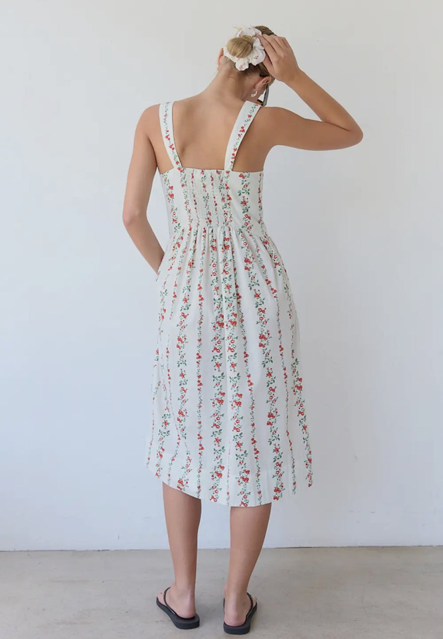 Rose Pattern Midi Dress