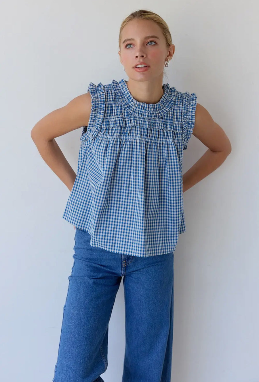 Ruffle Gingham Top
