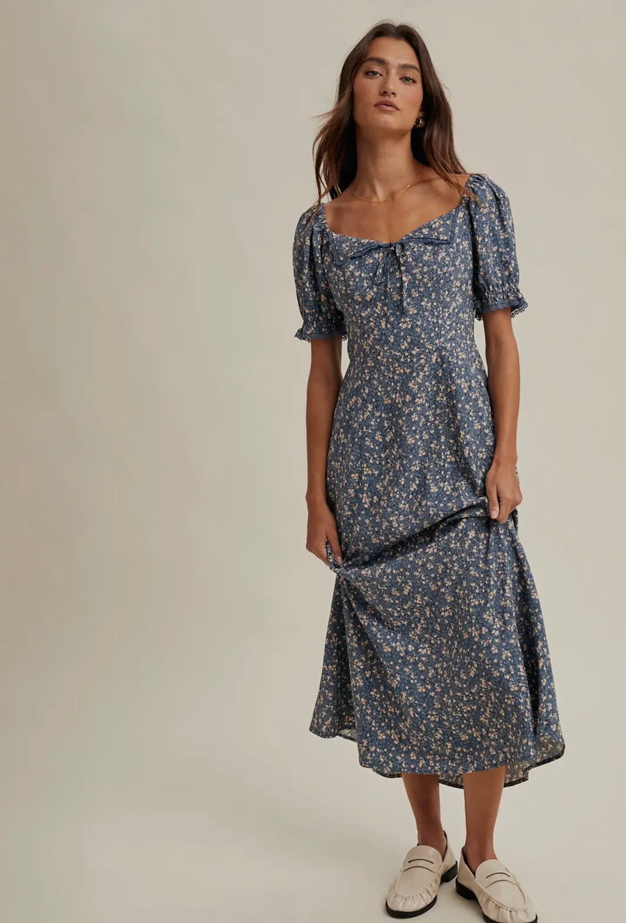 Dusty Blue Floral Dress
