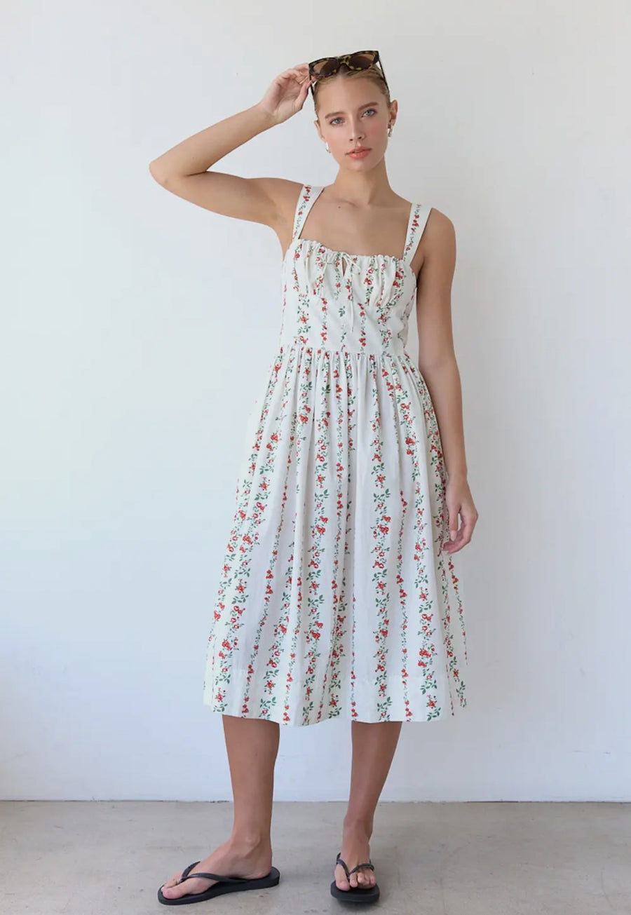 Rose Pattern Midi Dress