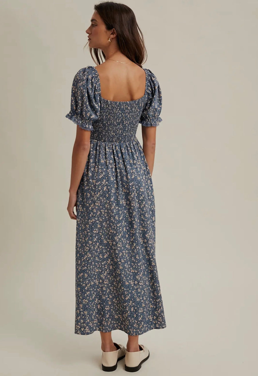 Dusty Blue Floral Dress