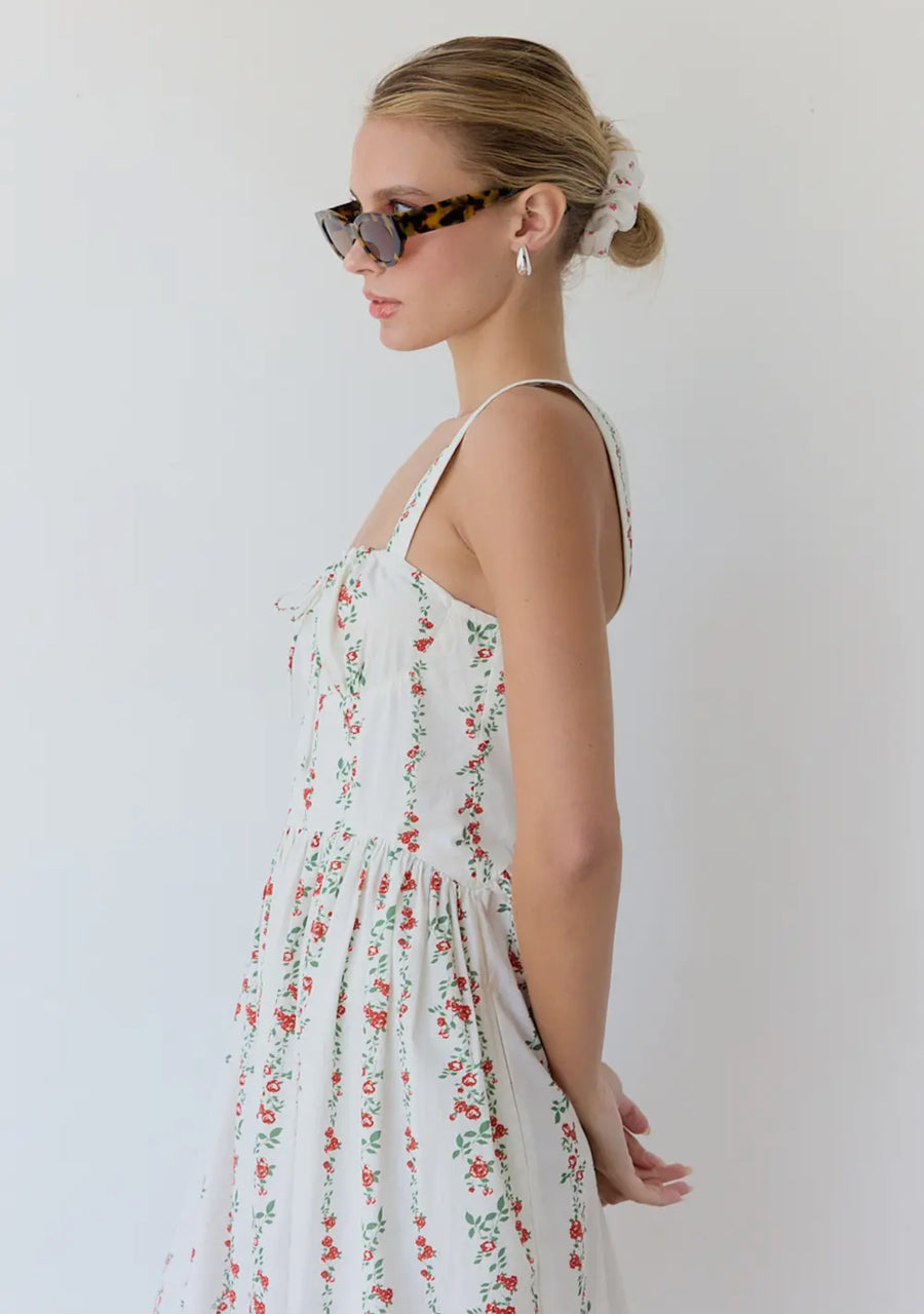 Rose Pattern Midi Dress