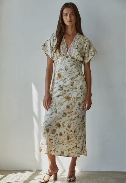Floral Plunged Lace Dress – Blonde Robin