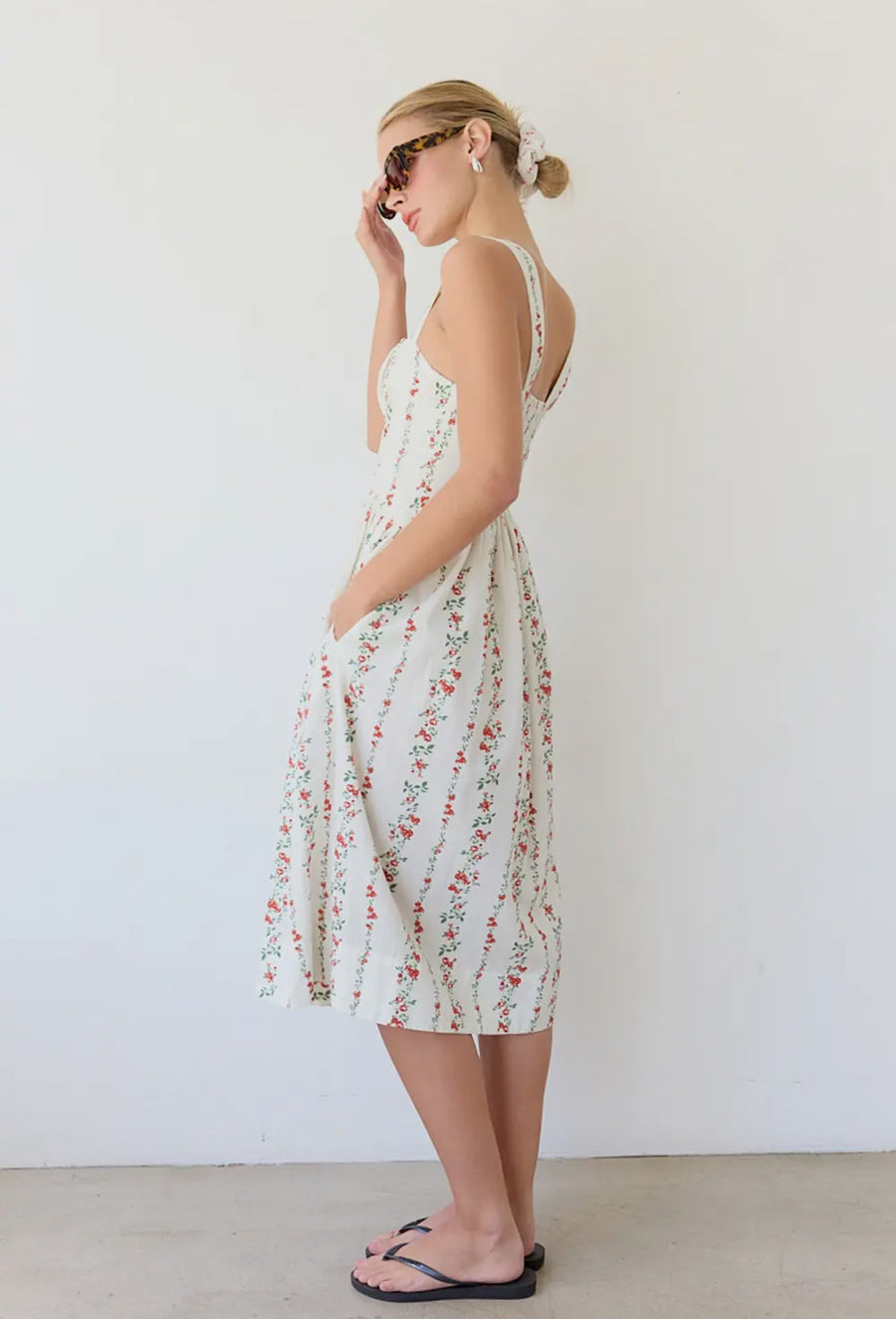 Rose Pattern Midi Dress