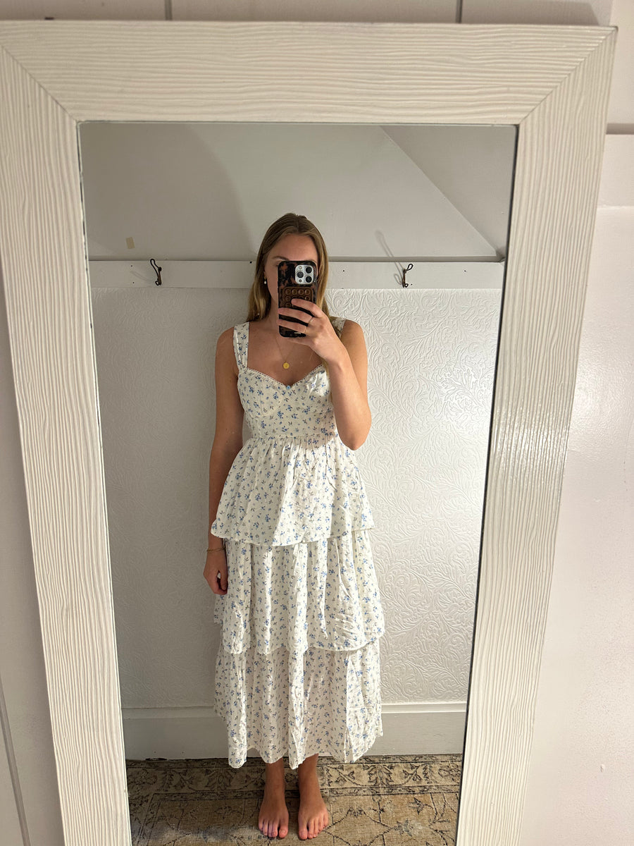 Ruffled Corset Floral Dress