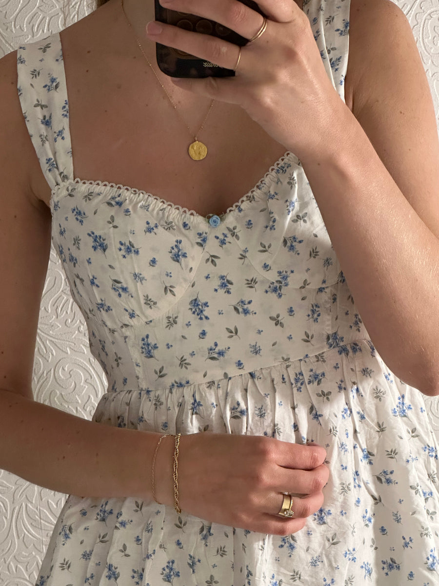 Ruffled Corset Floral Dress