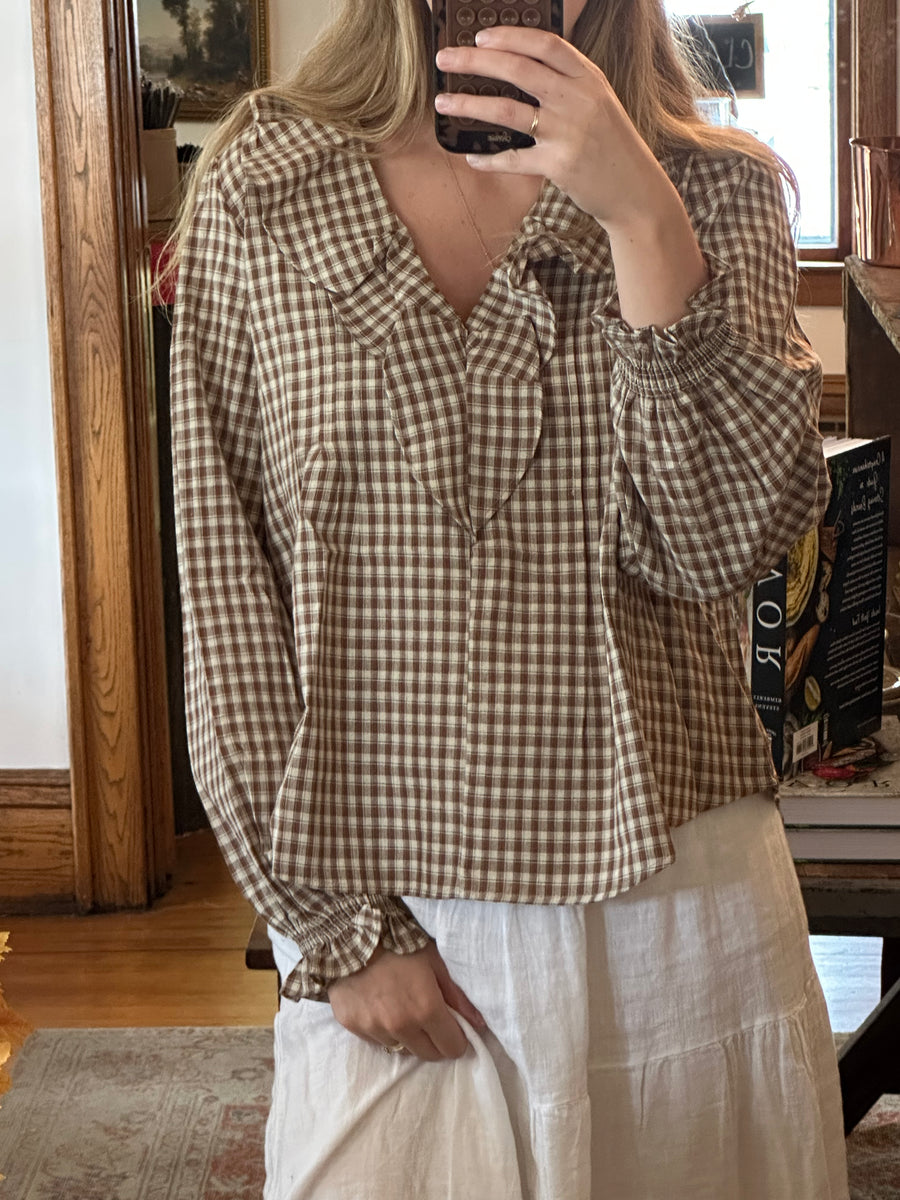 Plaid Ruffled Blouse