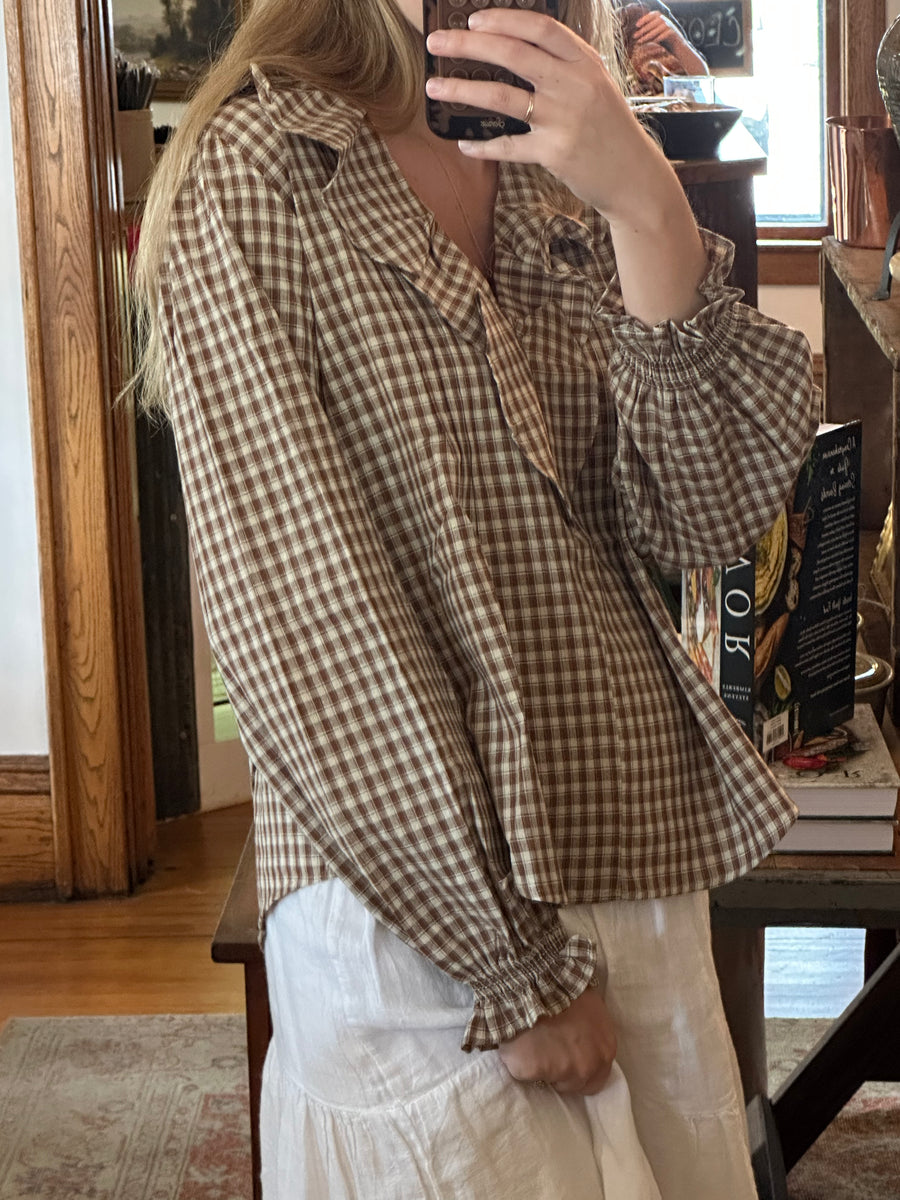 Plaid Ruffled Blouse