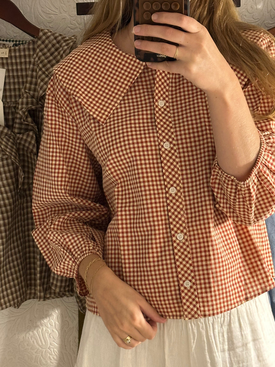 Gingham Collared Blouse
