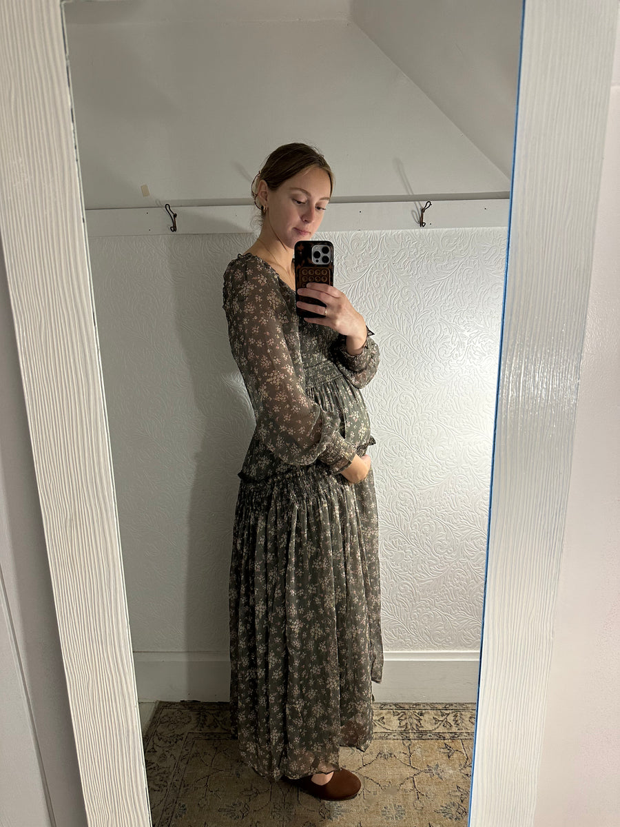 Olive Smocked Maxi Dress