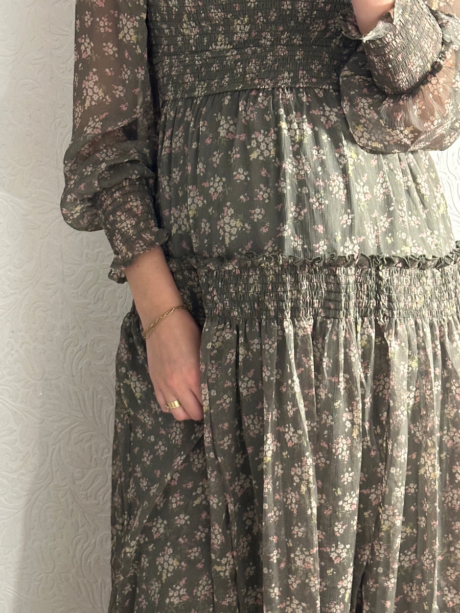 Olive Smocked Maxi Dress