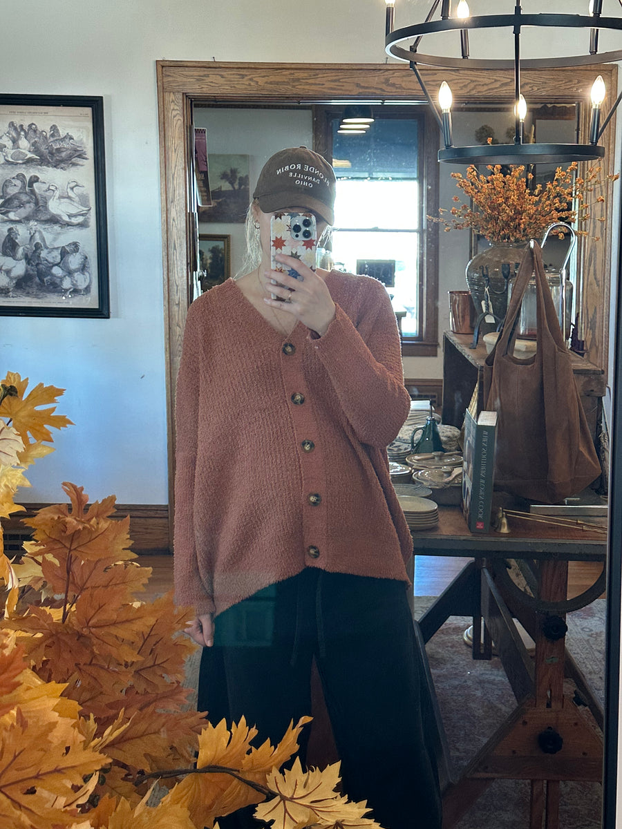 Rust Brushed Cardigan