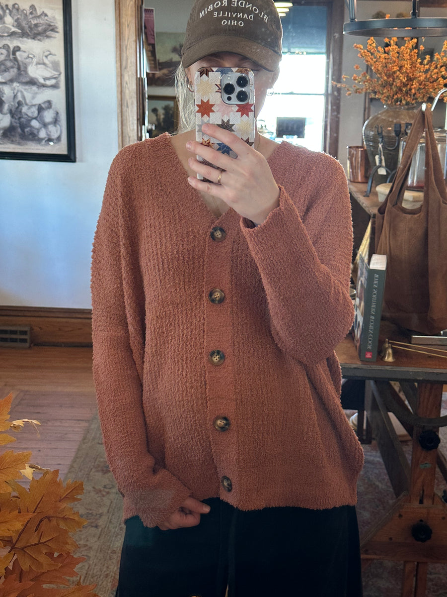 Rust Brushed Cardigan