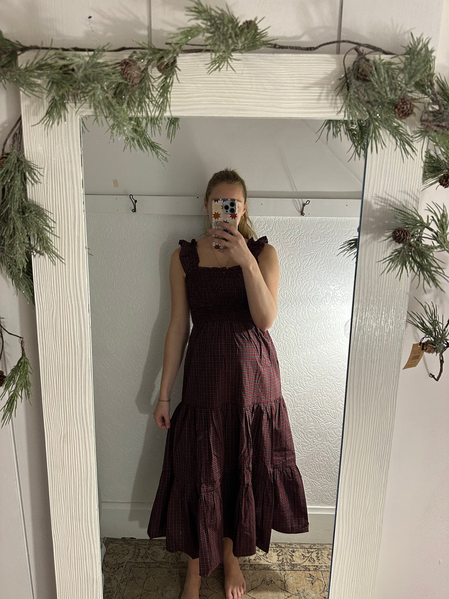 Red Plaid Ruffle Dress