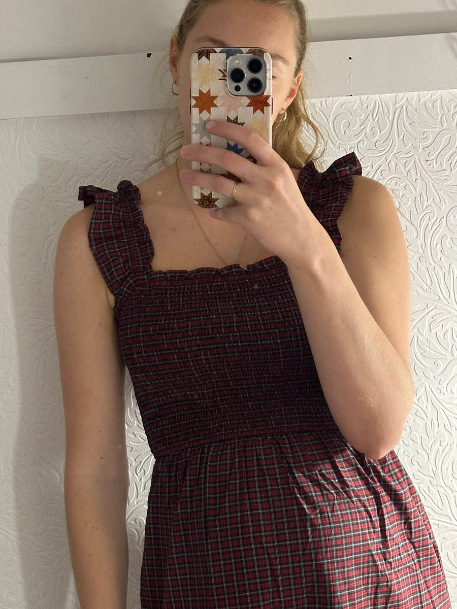 Red Plaid Ruffle Dress