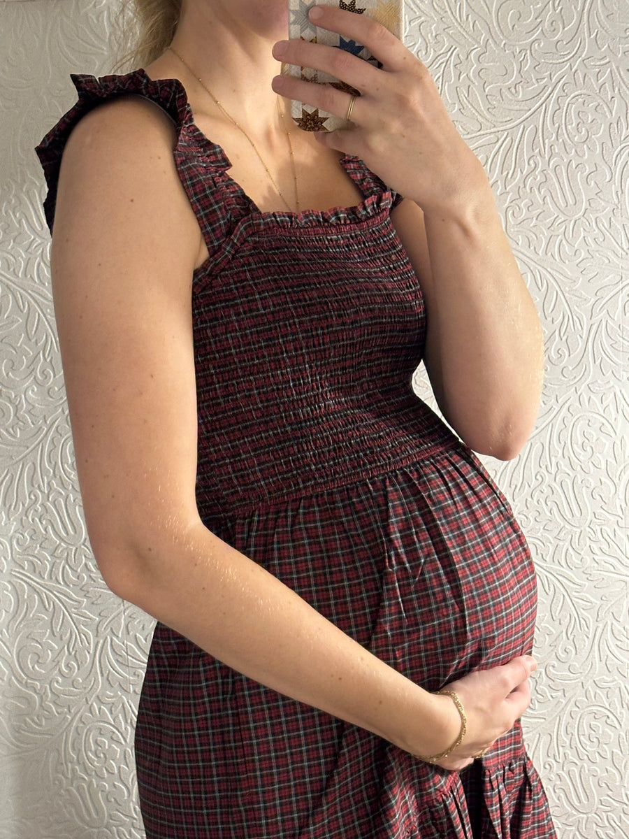 Red Plaid Ruffle Dress