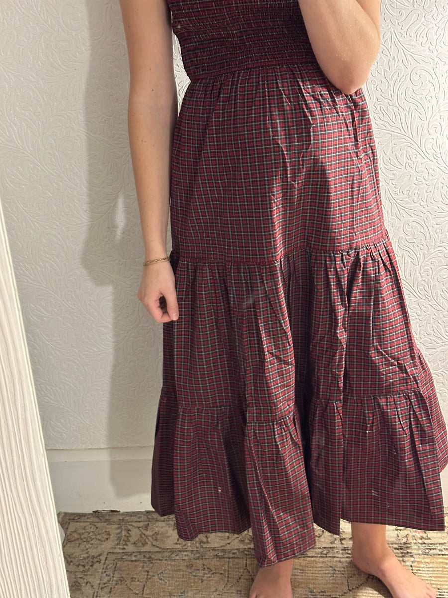 Red Plaid Ruffle Dress