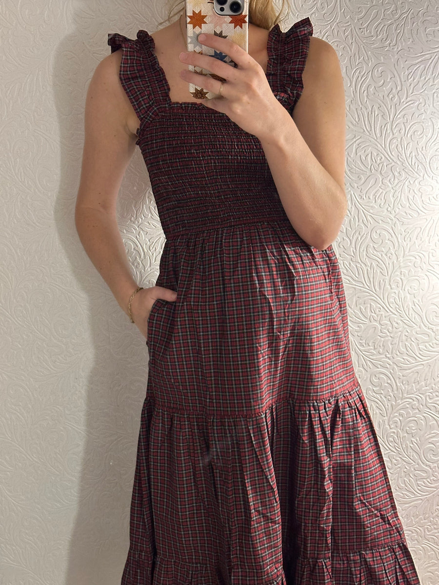 Red Plaid Ruffle Dress